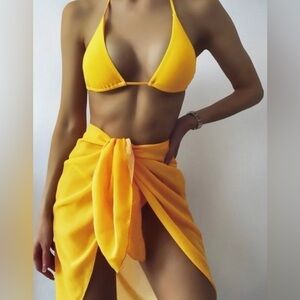 3pack Triangle Bikini Swimsuit With Beach Skirt👙✨